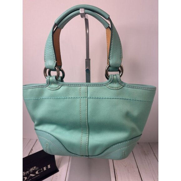 Vintage Coach Blue Soho Canvas & Leather Tote Buckle Front Flap L043-1881 VGUC* - Picture 4 of 7